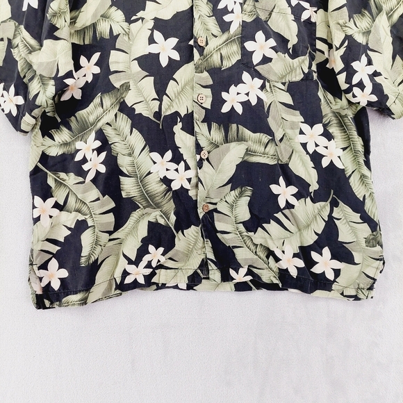 Jamaica Jaxx Hawaiian Camp 100% Silk Black Green Yellow Men's Shirt P6572 - Picture 2 of 8